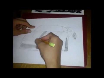 Рисование карандашом автомобиля Ferrari