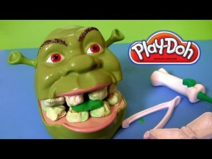 Play Doh Shrek 2 Rotten Root Canal Playset Dentist Dr Drill N Fill Play Dough Comparison toys Review