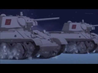 Японские школьницы на танках поют Катюшу [Girls und Panzer]