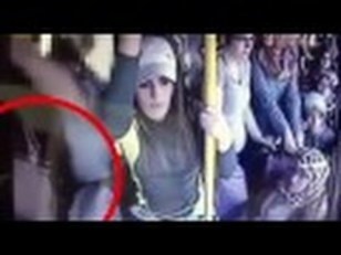 A Man Caught On Camera GROPES woman on crowded bus and beaten by female passengers in turkey