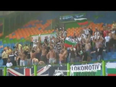 Ultras Plovdiv away at Gelredome - Vitesse fans singing along with Loko supporters