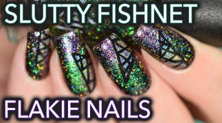 Slutty fishnet flakie nail art (+ some flakie porn)