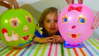 Шарики с глазками надуваем глазки ротик ручки Balloons with eyes inflate sticking eyes mouth hands