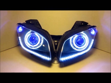 2008-2013 Yamaha R15 HID Projector Headlights BiXenon Dual Angel Eyes Halo By BKmoto.com #1