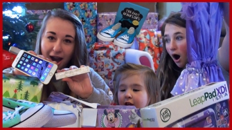 Kids Opening Christmas Presents - Monster High Girls - Baby Fun Day 2014