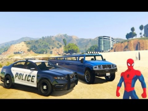 Полицейские Машины и Цветные Лимузина с Человек паук Мультфильм для Детей и Малышей