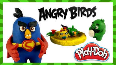 Superman Angry Birds Red Protect Egg Play-Doh Stop Motion Animation Movie Clips | Zilo TV