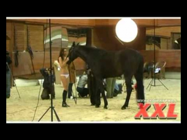 Съемка для журнала Maxim Corbina.tv: девушка и лошадь