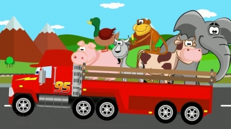 Изучение чисел с грузовиков Марком + грузовик для перевозки животных+Автомобили мультфильм для детей