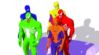 Five Little Spiderman & Venom - 3D Monkeys Jumping on the Bed Song